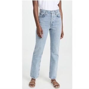 Agolde Women's Straight Leg Jeans in Light Blue Wash